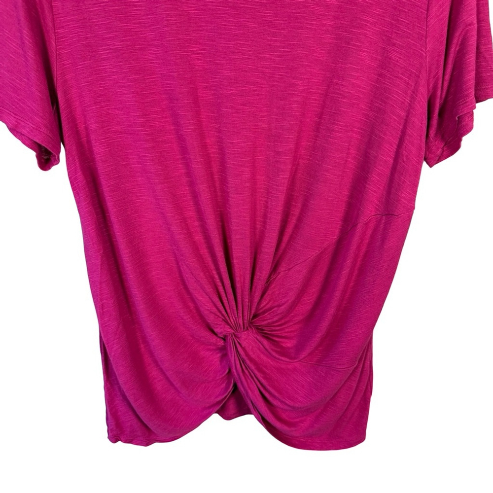 Jones New York Fuchsia Knot Front Tee Size M Business Casual Office Stretch - Picture 9 of 11